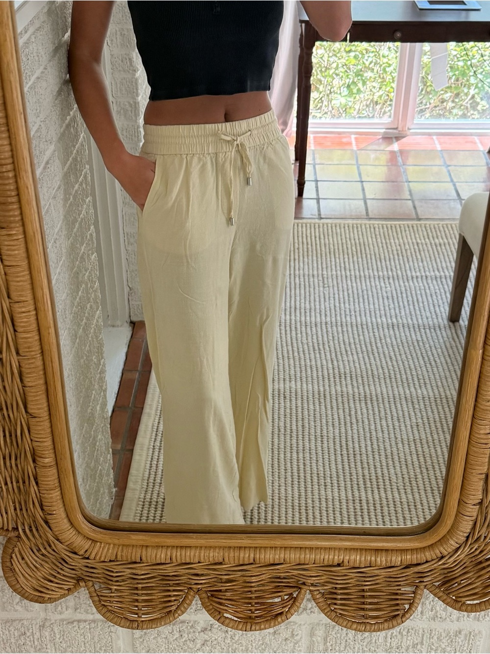 H&M Yellow Wide-Leg Drawstring Pants